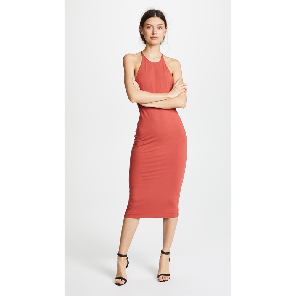 NWOT T By Alexander Wang Red Stretch Jersey T Back Midi Dress, Medium